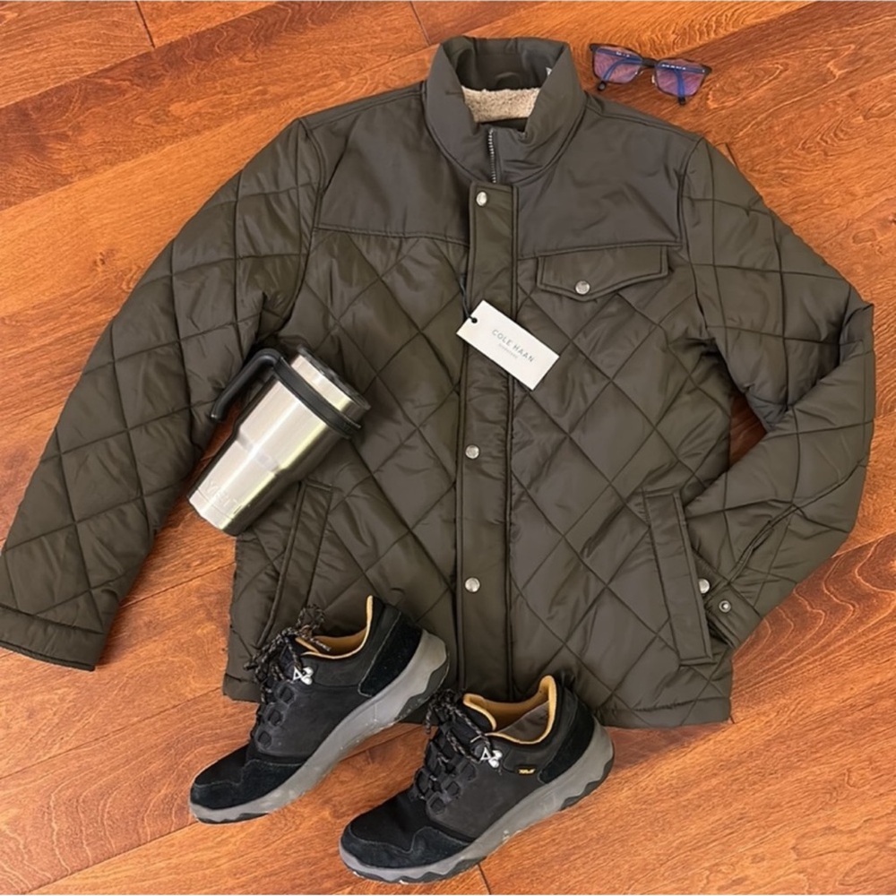 Cole Haan • Water Resistant Shell With Sherpa Lining Quilted Jacket NEW